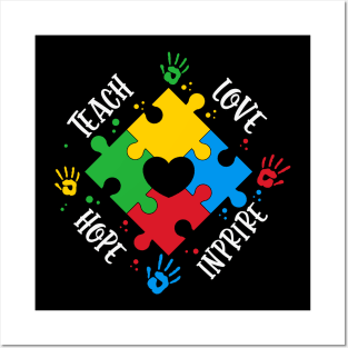 Puzzle Piece Autism Awareness Gift for Birthday, Mother's Day, Thanksgiving, Christmas Posters and Art